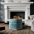 thumbnail image 4 of LR Home Milano Performance Blend Indoor Pouf in Blue/Ivory, 18" x 18" x 18", 4 of 10