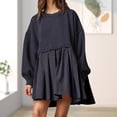 thumbnail image 3 of Vestido Vestido de dos piezas para mujer, vestido con cuello redondo, traje diario de retales con hombros caídos Kuymtek Azul marino T XL para Mujer, 3 of 5