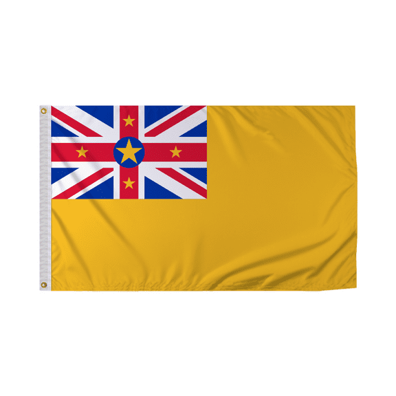 Promopatriot Niue Car Flag 10.5x15 inch Premium Super Knit Polyester Fabric Double Sided Stitched 19" Plastic Unbreakable Stiff Pole