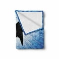 thumbnail image 2 of Shark Soft Flannel Fleece Blanket, Underwater Hunter Phrase Fish Silhouette in the Ocean Danger in Marine Picture, Cozy Plush for Indoor and Outdoor Use, 50" x 60", Royal Blue Black, by Ambesonne, 2 of 6