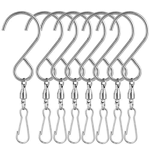 LJY 8-Pack Swivel Hooks Clips for Hanging Wind Spinners Wind Chimes Crystal 