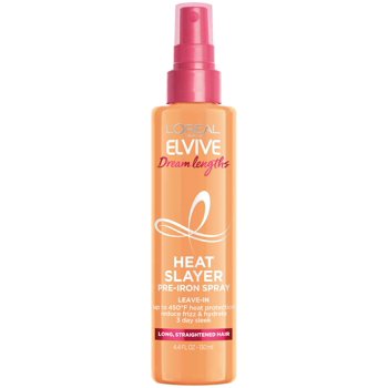 L'Oreal Paris Elvive Dream Lengths Heat Slayer Pre-Iron Spray, Heat Protection, 4.4 oz