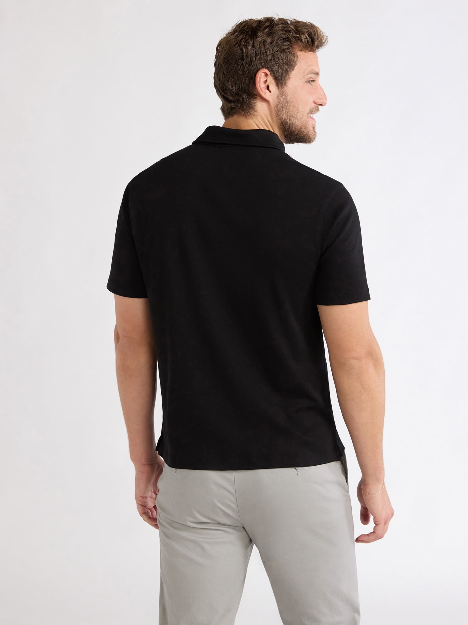 Free Assembly Mens Cotton Polo Shirt with Short Sleeves, Sizes XS-3XL