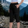 thumbnail image 2 of Tqcoqu Women's Cargo Capri Pants with Zipper Pockets,Lightweight Quick Dry Hiking Travel Capris,Black Women's S-XXXL, 2 of 7
