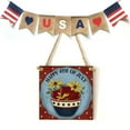 thumbnail image 2 of Chmadoxn 4th of July Wooden Sign Patriotic Stars American Flag Plaque Door Wall Hanging Decorations, 4th of July Independence Day Memorial Day Party Decorations, 2 of 2