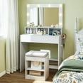 thumbnail image 2 of Gymax 31.5'' Vanity Desk Set w/Mirror & Lights 3 Lighting Modes Adjustable Brightness, 2 of 10