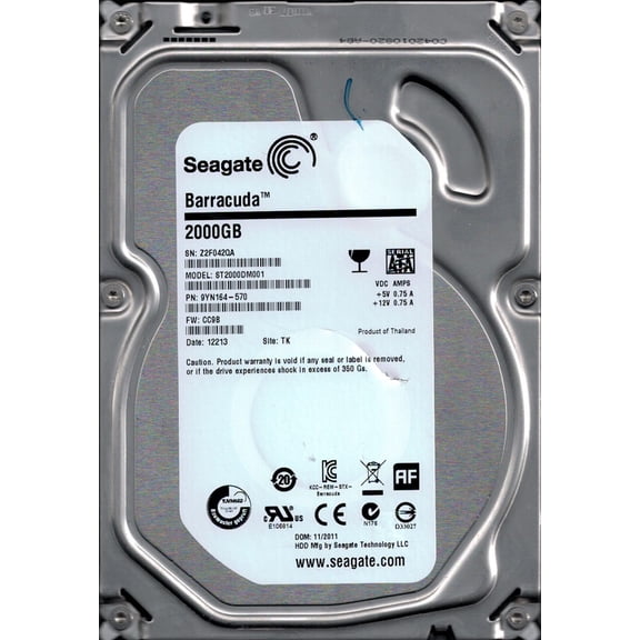 ST2000DM001 P/N: 9YN164-570 F/W: CC9B TK Z2F Seagate 2TB