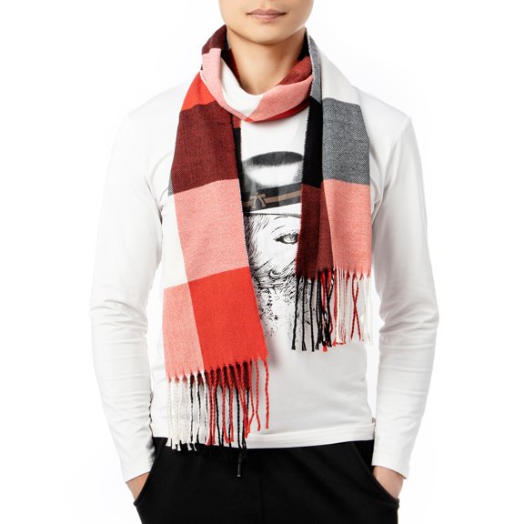 DODOING Fashion Scarfs for Neck Blacket Warm Scarves Shawl Wrap with Tassel Plaid Wrap Scarf for Men