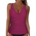thumbnail image 3 of Firpearl Plus Size Underwire Tankini Top for Women Sexy Slimming Bathing Suits Push Up Swimsuit Tops for Big Busted Amaranth 18, 3 of 7