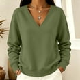 thumbnail image 5 of Horkkom V Neck Sweatshirt Women Pullover Solid Color Oversized Sweatshirts Casual Loose Sweat Shirts L, 5 of 6