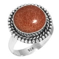 thumbnail image 1 of 925 Silver Ring For Women - Men Brown Gold Sunstone Stone Silver Ring Size 11 Simple Silver Ring Size 11 Gift For Girl Friend On Halloween 925 Gemstone Silver Jewelry, 1 of 5
