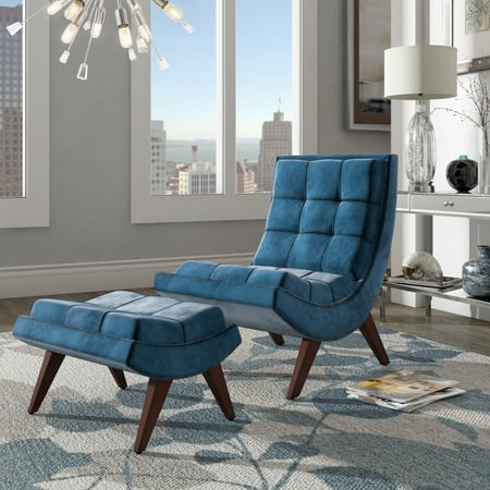 Weston Home Tufted Occasional Chair And Ottoman Blue Com Weston Home Tufted Occasional Chair And