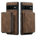 thumbnail image 1 of Nalacover Zipper Wallet Case for Google Pixel 6A, Soft Silicone Shockproof PU Leather Detachable Card Slots Holder Cash Pocket Slim Cover with Kickstand Magnetic Lens Protective Case,Brown, 1 of 7