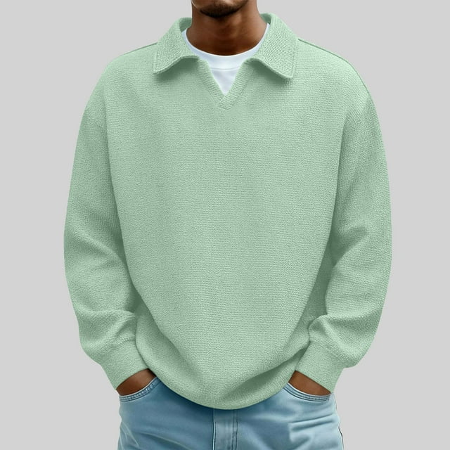 Ceisia Chemise à Manches Longues Col Rond Couleur Unie Décontractée pour Hommes - Confortable pour Usage Quotidien Extérieur Cadeau