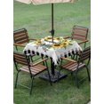 thumbnail image 4 of Outdoor Tablecloth with Umbrella Hole for Patio/Picnic/Party/Camping, Sunflowers Wreath Waterproof Table Cloth Square Cover Washable, Summer Botanical Leaves Flowers Black Plaid (60"x 60"), 4 of 8