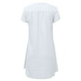 thumbnail image 4 of AherBiu Robe Grande Taille pour Femmes en Coton et Lin d'Été Légère à Encolure en V Fendue à Manches Courtes Tunique Mi-Longue, 4 of 6