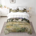thumbnail image 2 of jejeloiu Oil Painting Aesthetic 7-Piece Twin Bedding Sets,Rustic Western Cabin Bedding Comforter Set,Green Whte Sheet Sets For Men Women,Super Cozy Room Decor Reversible, 2 of 8