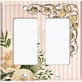 thumbnail image 6 of Metal Light Switch Plate Outlet Cover Elegant White Rose Peach Striped Damask FLW074, 6 of 13