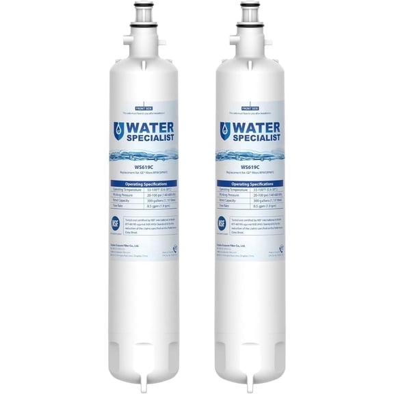 Waterspecialist WS619C Replacement for RPWFE, RPWF (Built-in CHIP) Refrigerator Water Filter, Compatible with GYS22GMNES, GYE22HSKSS, PYE22PELDS, GFE26GMKES, GFE26GGHWW, GFE28GYNFS，2 Filters