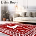 thumbnail image 2 of ODIKA 2'x3' Machine Washable Non-Slip Area Rug, Jolly Reindeer with Nordic Snowflake Border Christmas Motif High Traffic Rug, Red, 627875, 2 of 5