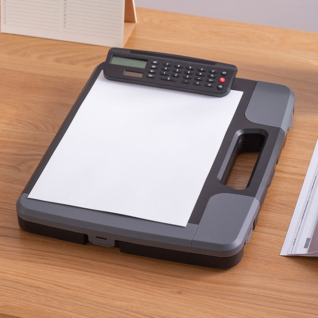 Clipboard with Document Storage Case Calculator File Organiser with Clipboard Writing Board For Office School Travel