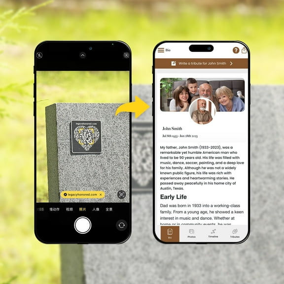 Legacy Honored Memorial Medallion & Webpage Stainless Steel QR Code Memorial Plaque for Cemetery Headstone Grave Marker |Bereavement Gifts for Loss of Loved One - Heart