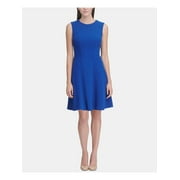 TOMMY HILFIGER Womens Blue Sleeveless Above The Knee Fit + Flare Dress Size: 8