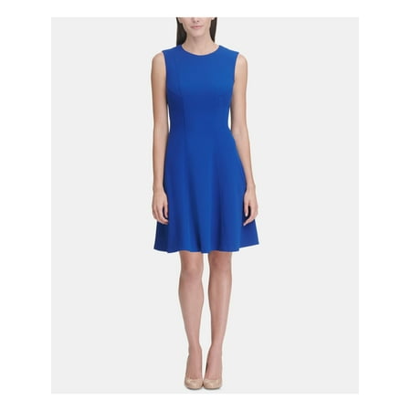 TOMMY HILFIGER Womens Blue Sleeveless Above The Knee Fit + Flare Dress Size: 8