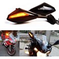 thumbnail image 1 of Espejos laterales para motocicleta con indicador de giro LED integrado para motos de carreras deportivas Cbr Gsxr Yzf (negro brillante + lente transparente), 1 of 5