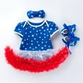 thumbnail image 4 of KAUOD Baby Girls 4th of July Short Sleeve Bodysuit + Headband + Shoes 3pc Set Independence Day New Born Patriotic Outfits, 4 of 4
