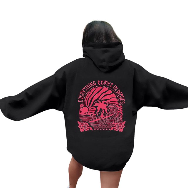 Sudadera con capucha Pink Palm Puff Gotyou con letras Negro L
