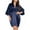 Navy, variant on Women Plus Size Robe Silk Satin 3/4 Sleeves Kimono Bathrobe with Belt, Bridal Wedding Party Robe