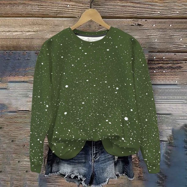 Heisall Womens Sweatshirts Long Sleeve Round Neck Loose Casual Sporty Lightweight Shiny Print Spring Autumn 2025 New Arrival Fashionable