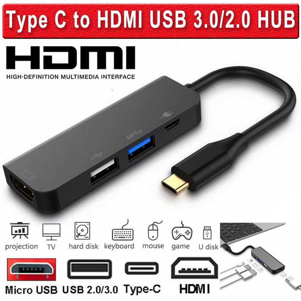 USB C Hub, 4-in-1 USB C to HDMI Adapter with Type-C ...