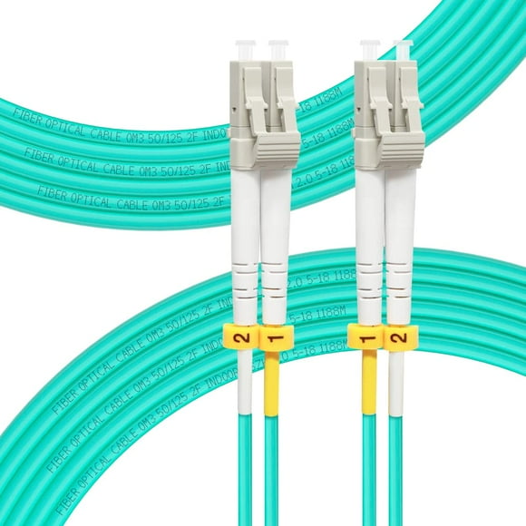 Flyprofiber- Cable De Conexión De Fibra Lc A Lc Om3 10 M/33 Pies Opciones De Longitud: 0,2 M-200 M 10 Gb/40 Gb Cable De Fibra Óptica Dúplex Multimodo 50/125 Um Lszh-10 Metros (33 Pies) Paquete De 10