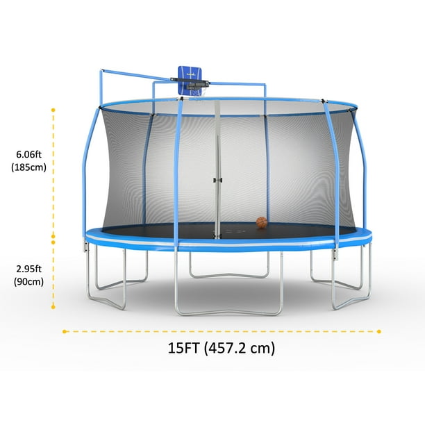 Bounce Pro 15 Trampoline Basketball Hoop Safety Enclosure Blue Walmart Com Walmart Com