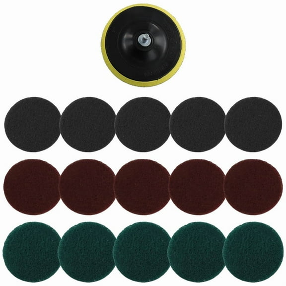 16Pcs 5Inch 3 Different Color Scrubbing Pads Drill Powered Brush Tile Scrubber Scouring Pads Cleaning Kit,Abrasive Buffing Pads Replacement 1 Pcs Hook Attachment for House Cleaning