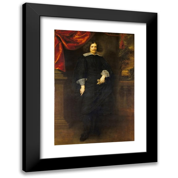 Giovanni Bernardo Carbone 11x14 Black Modern Framed Museum Art Print Titled - Portrait of a Nobleman (Mid 17th Century)