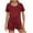 Red, variant on Viluyesy Round Neck T-Shirt and Shorts Set for Womens Solid Color Tops Elastic Waist Short Pants Relaxed Knitted Shirt and Shorts Sets Two PC Army Green Size M