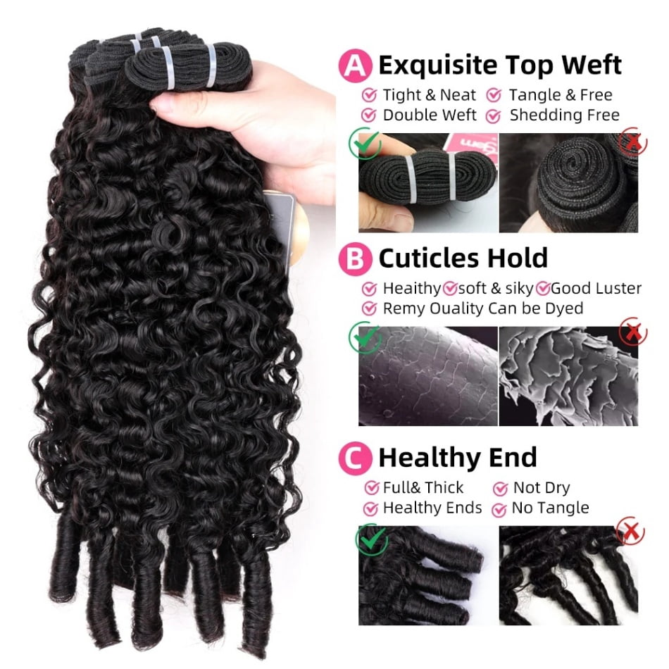 Multi-Function Burmese Curly Human Hair Bundles Human Hair Quality Brazilian Hair Extensions Deep Wave Hair Weave Bundles Raw Hair Bundles - Typpkmm