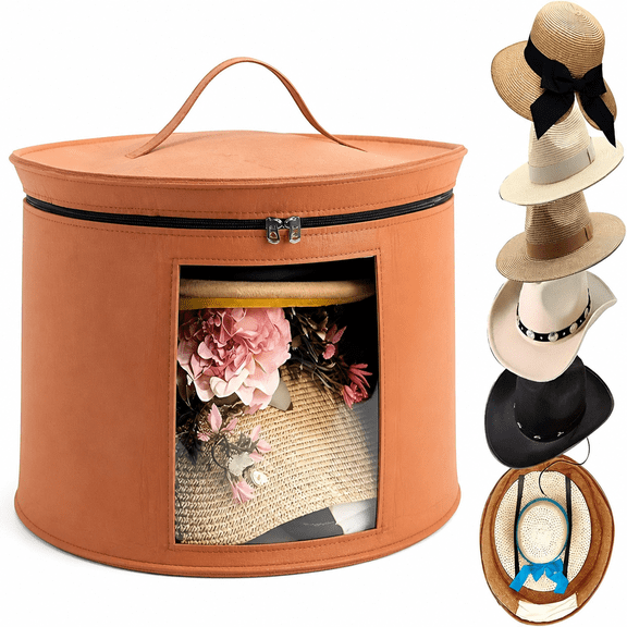 Florenta Hat Boxes for Women and Men Storage, Hat Storage Box, Hat Box for Travel, Hats Organizer, Cowboy Hat Holder, Wide Brim Hat Carrier Case, Round Hat Organizer with Lids for Closet, Case