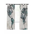 thumbnail image 7 of Vintage Map Blackout Curtains for Bedroom/Living Room, Teal Flowers Color Block Abstract Thermal Insulated Kitchen Drapes with Grommets, Light Blocking Window Treatment, 2 Panels 42" x 45", 7 of 7