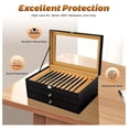thumbnail image 5 of 36 Pen Display Case, PU Leather Pen Box Organizer with Drawers & Glass Lid - Fountain Pen, Marker, Pencil Storage - Retro Style Gift, 5 of 8