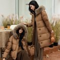 thumbnail image 4 of Chaqueta de invierno de plumón para mujer, abrigos acolchados con capucha, abrigos coreanos de botones sólidos, abrigos de piel grande, abrigos gruesos y cálidos para mujer, 4 of 5