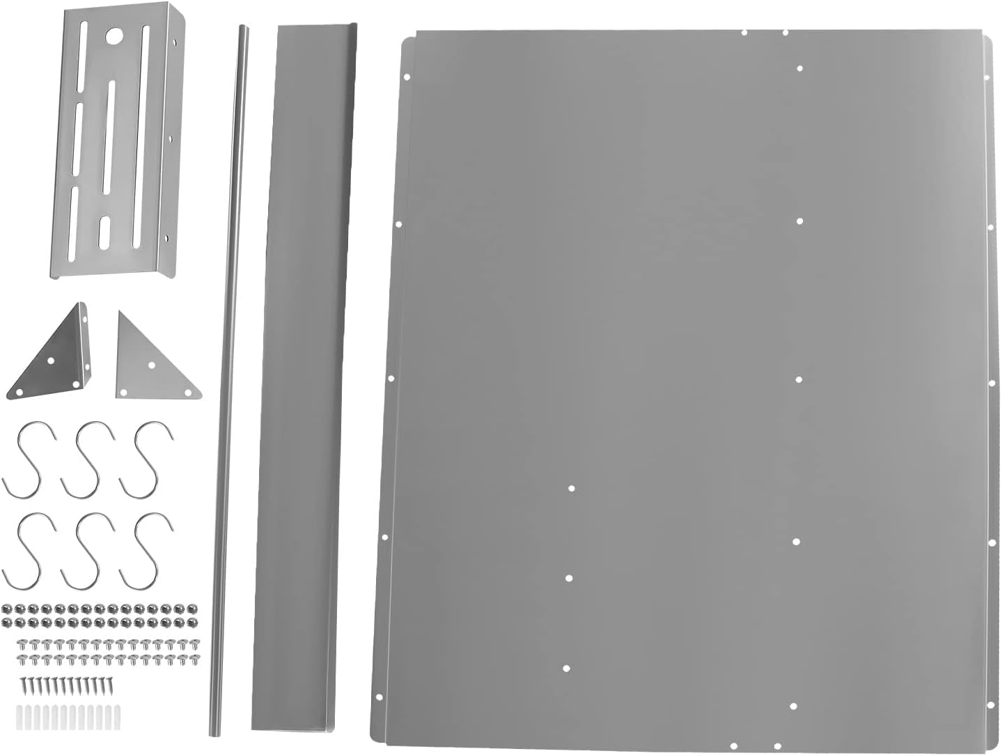 Range Backsplash with Shelf 36x 29.5 Inch Range Hood Wall Shield, Stainless Steel Backsplash Silver Splash Plate with Built-in Storage Shelf and Hanging Rack