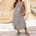 thumbnail image 5 of WRKEKC Casual Dresses for Women Striped V Neck Sleeveless Loose Relaxed Midi Soft Breathable Fabric Comfort Soft, 5 of 8