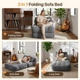 thumbnail image 6 of Home Folding Sofa Bed, Portable Convertible Floor Couch for Adult W/Pillow Sleeper Sofa & Back Support, Foldable Chair Bed Mattress Comfort Floor Sofa Sleeper Chair for Living Room,Dark Gray,Single, 6 of 9