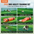 thumbnail image 2 of VEVOR Equipo de entrenamiento de agilidad para perros, juego de 7 piezas mejorado con vallas altas ajustables, 6 postes de tejido, 2 túneles, aro de salto, caja de pausa, 3 frisbee, silbato, 2 of 9