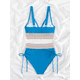 thumbnail image 4 of Bikini de Dos Piezas para Mujer, Cintura Alta, Cuello Halter, Traje de Baño Adelgazante, Azul , XL, 4 of 7