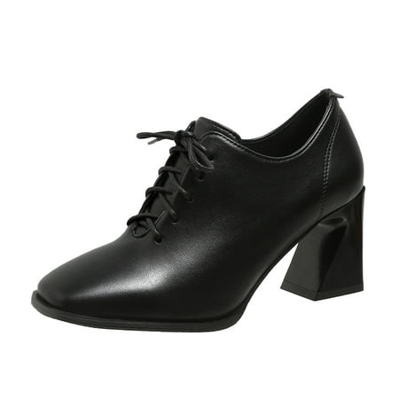 

SEMIMAY Women Ankle Boots Fashion Simple Fashion Solid Color Comfortable Thick Heel Square